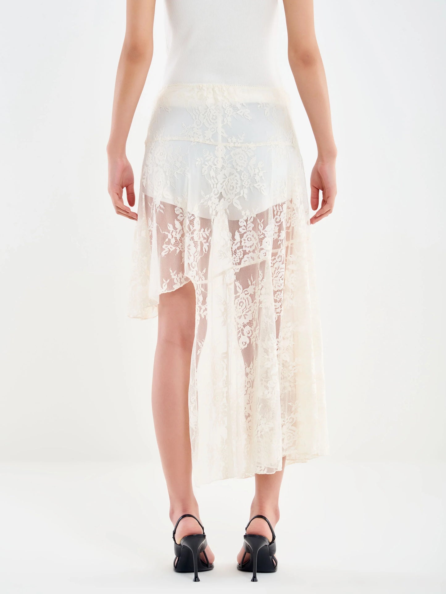 Cream asymmetric lace skirt Baroc Boutique Small