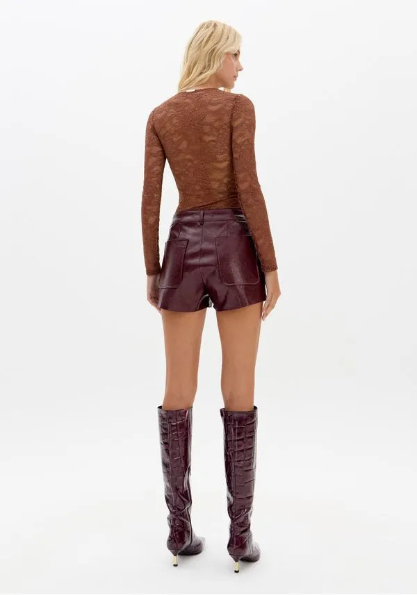 Eco leather burgundy short Baroc Boutique Small