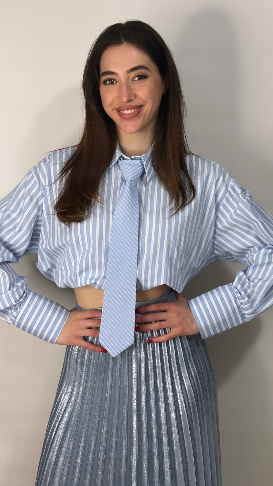 Striped shirt with elastic band on the hem Baroc Boutique SMALL/MEDIUM