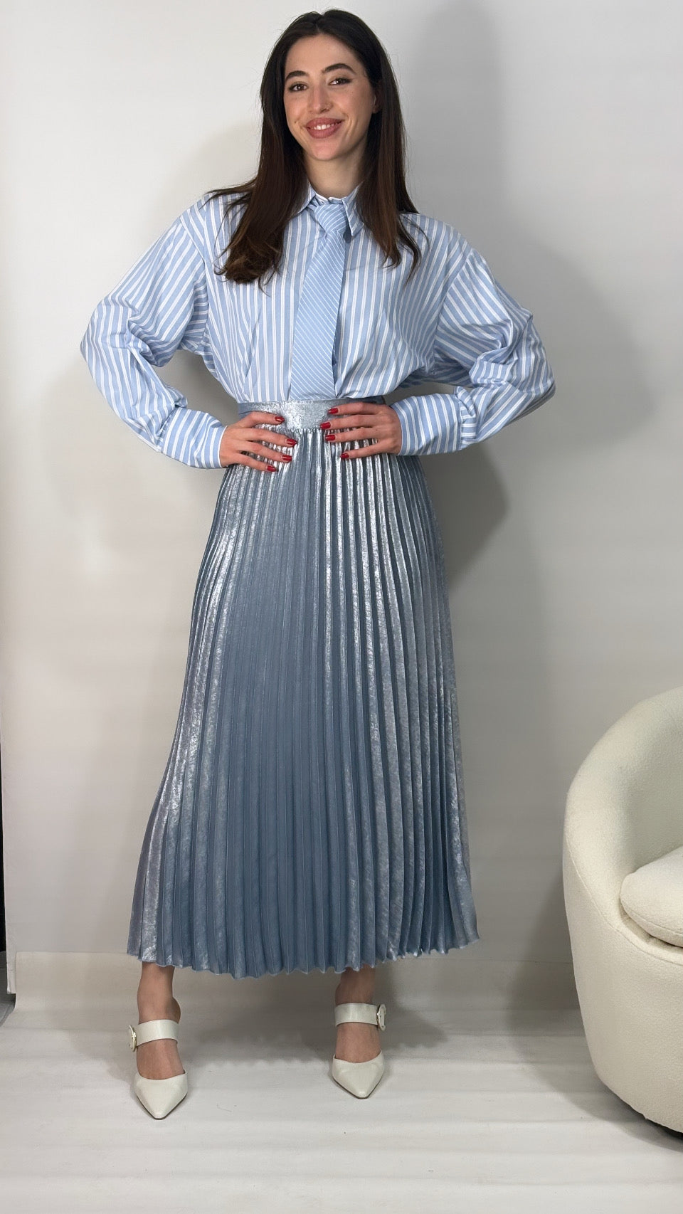 Striped shirt with elastic band on the hem Baroc Boutique SMALL/MEDIUM