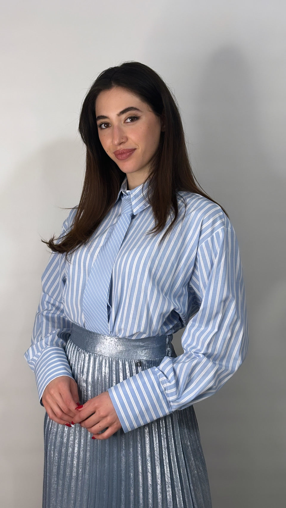 Striped shirt with elastic band on the hem Baroc Boutique SMALL/MEDIUM