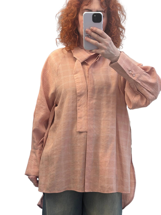 Peach long shirt with volume sleeves Baroc Boutique Small