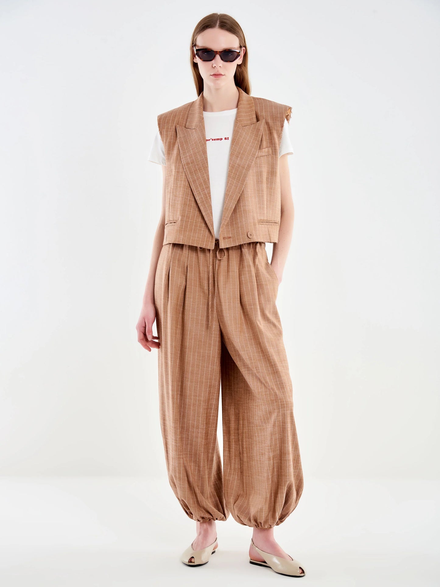 Pin stripe sleevless vest with padded shoulders Baroc Boutique Small