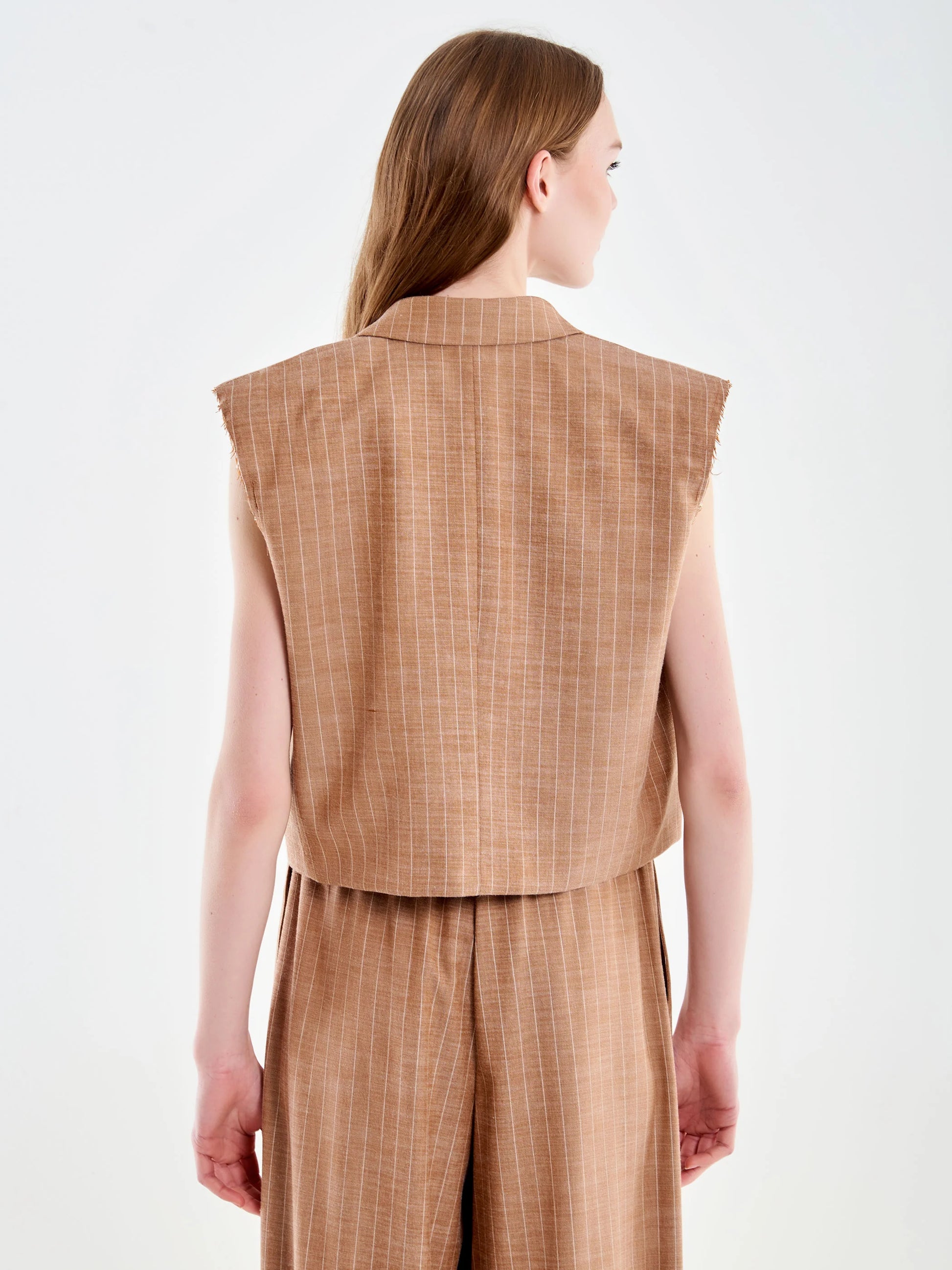 Pin stripe sleevless vest with padded shoulders Baroc Boutique Small