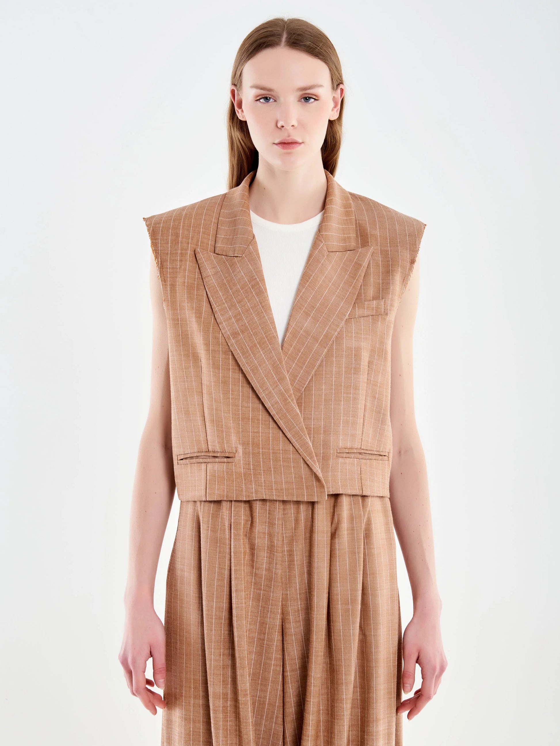 Pin stripe sleevless vest with padded shoulders Baroc Boutique Small