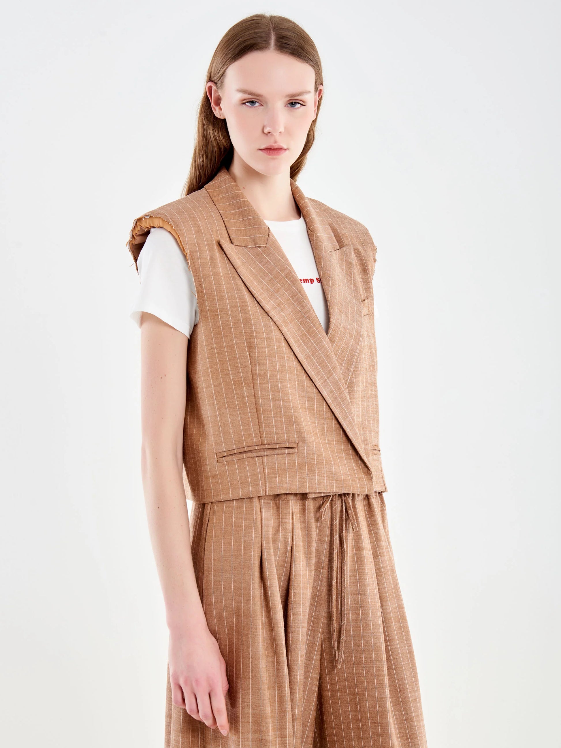 Pin stripe sleevless vest with padded shoulders Baroc Boutique Small