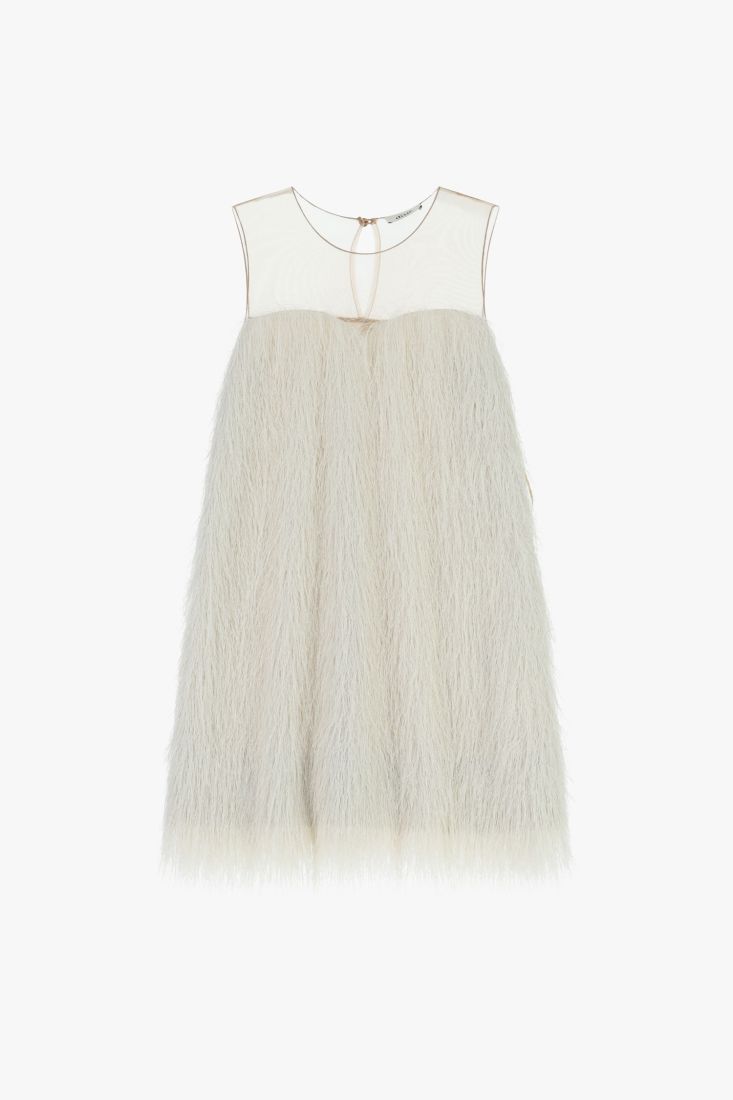 Short dress with fringe and sheer insert Baroc Boutique Small