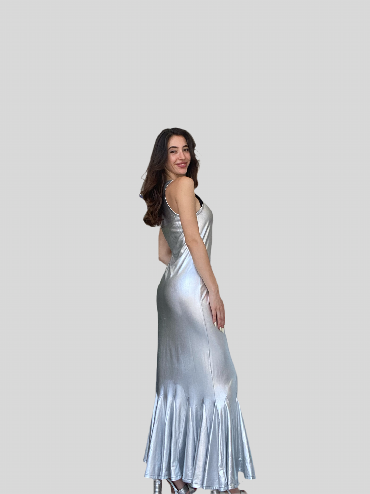 Silver slim line dress Baroc Boutique SMALL