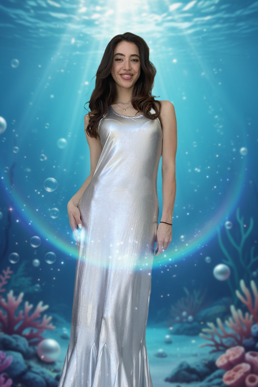 Silver slim line dress Baroc Boutique SMALL