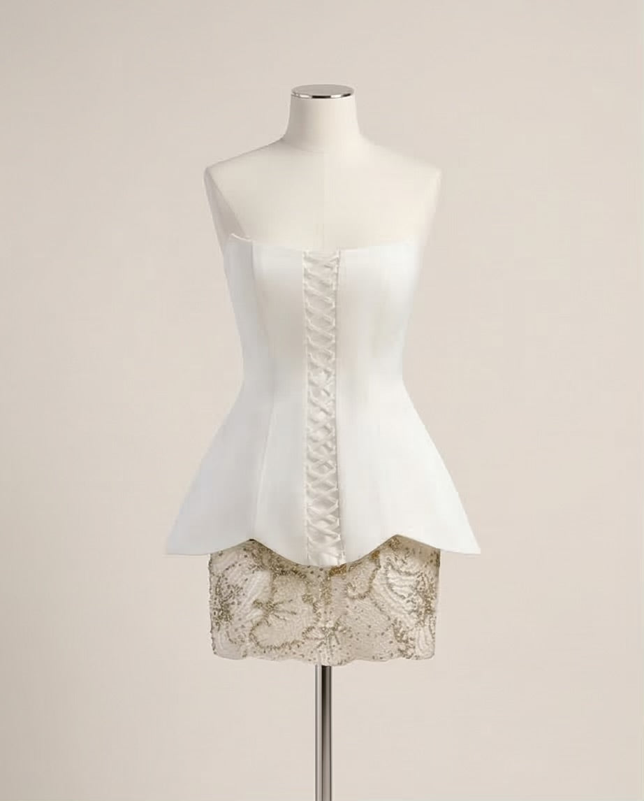 White embroidered mini dress Baroc Boutique Small