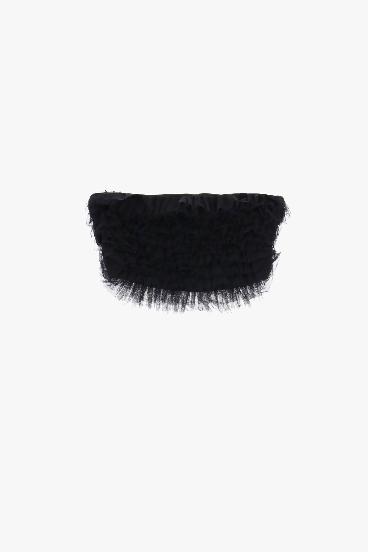 Solid-colour tulle-look crop top with ruffles Baroc Boutique