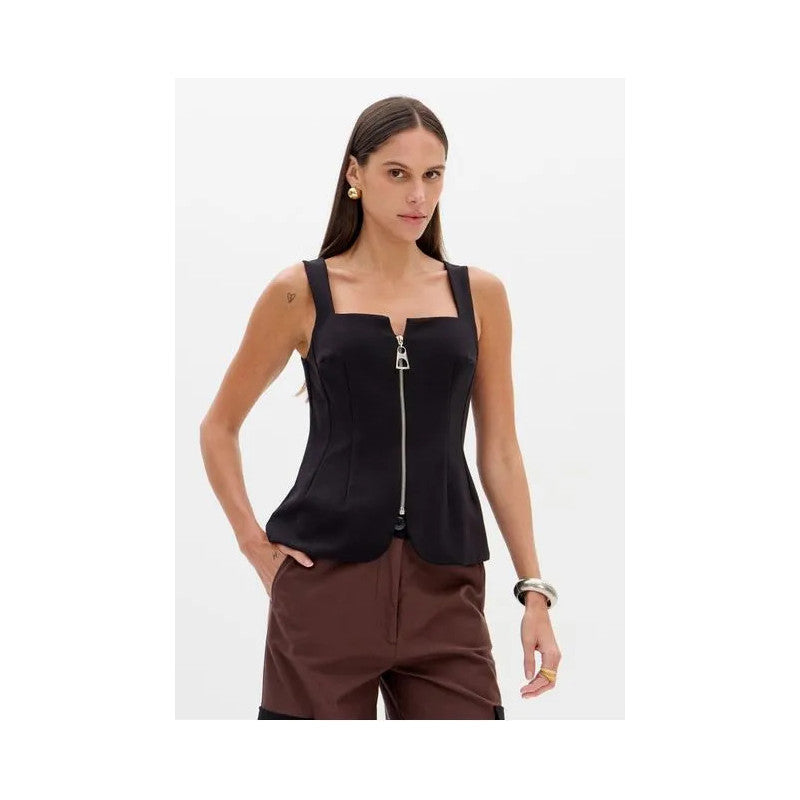 Square Neck Zip-Front Corset Top Baroc Boutique