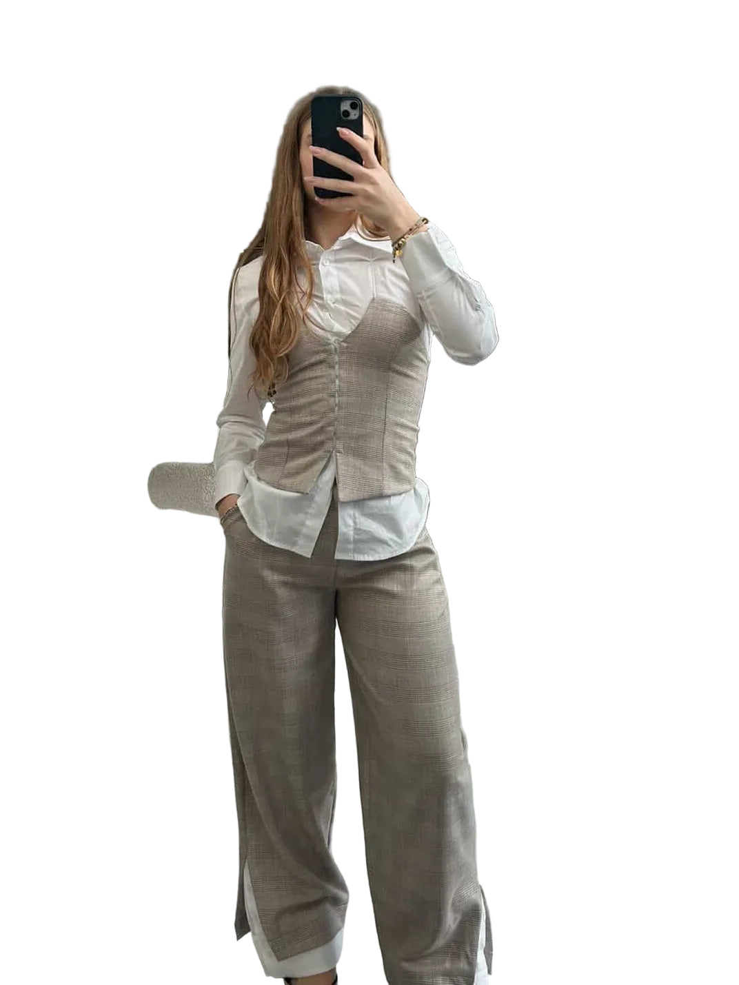 Straight line pants with lining on the hem Baroc Boutique