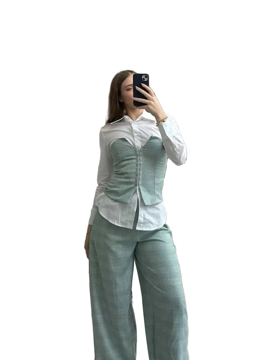 Straight line pants with lining on the hem Baroc Boutique
