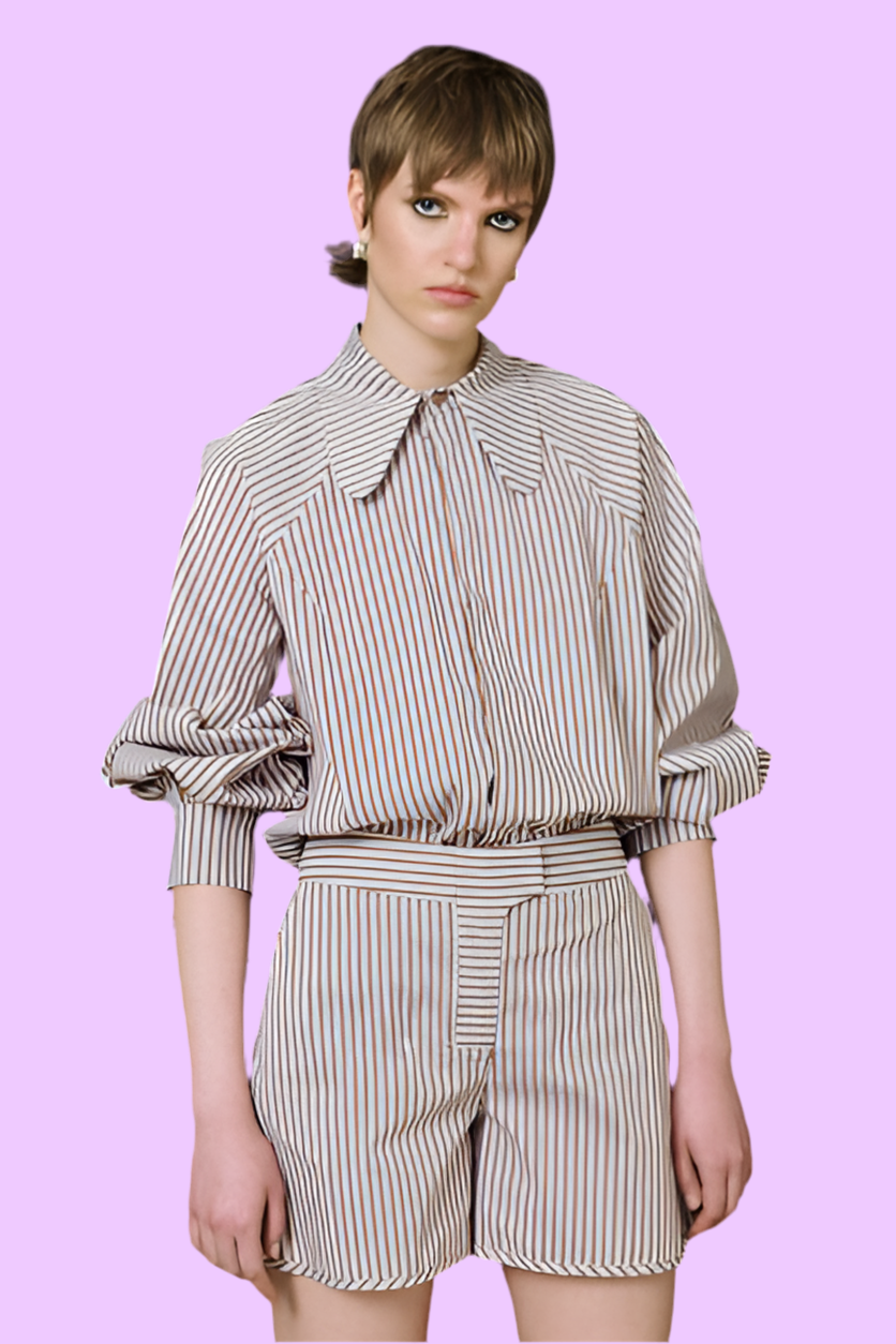 Striped cotton short Baroc Boutique