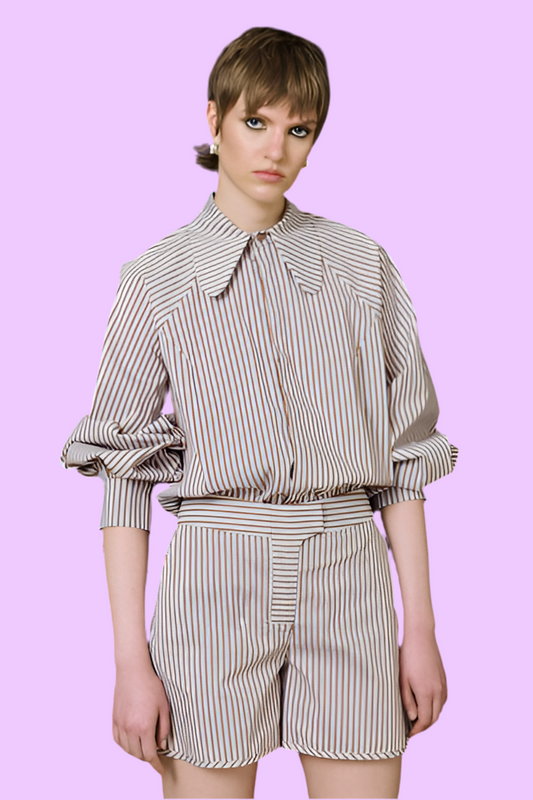 Striped cotton short Baroc Boutique