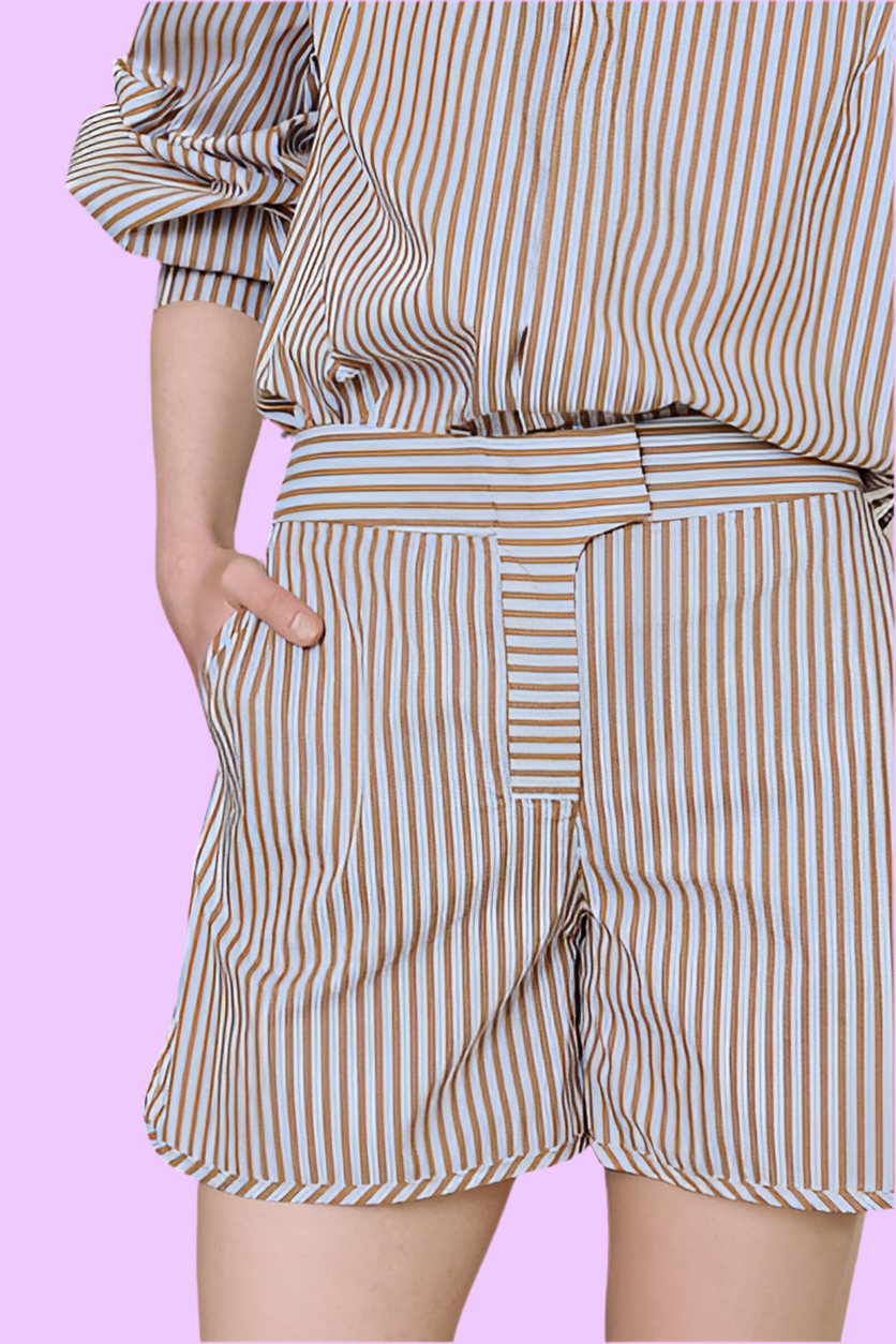 Striped cotton short Baroc Boutique