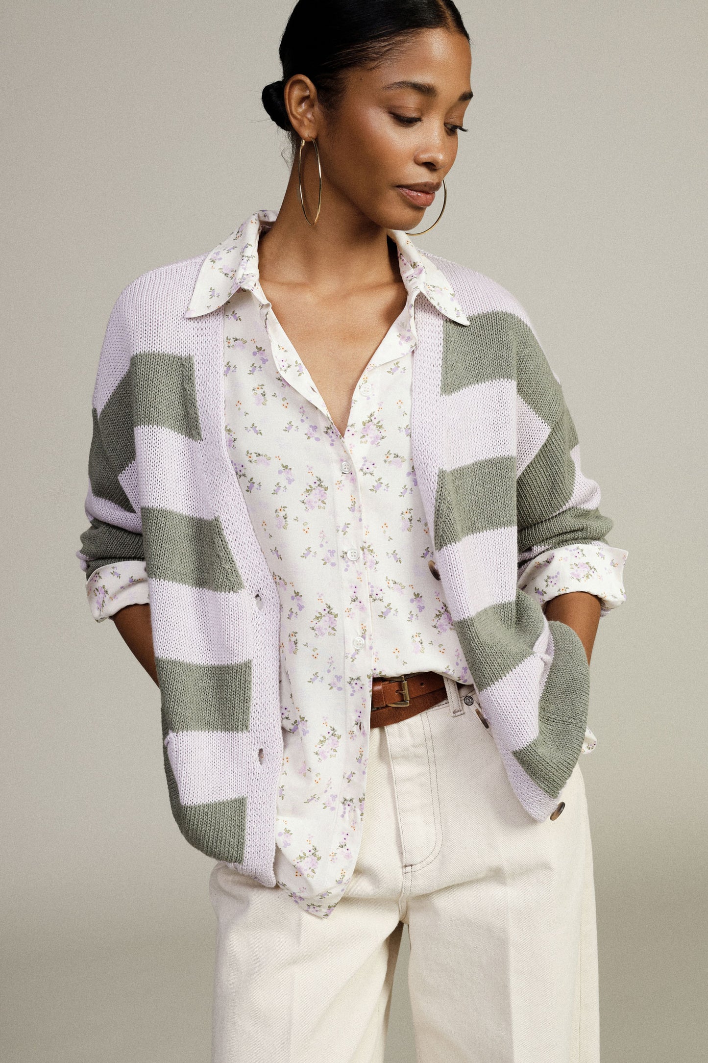 Striped knit cardigan with front pockets Baroc Boutique