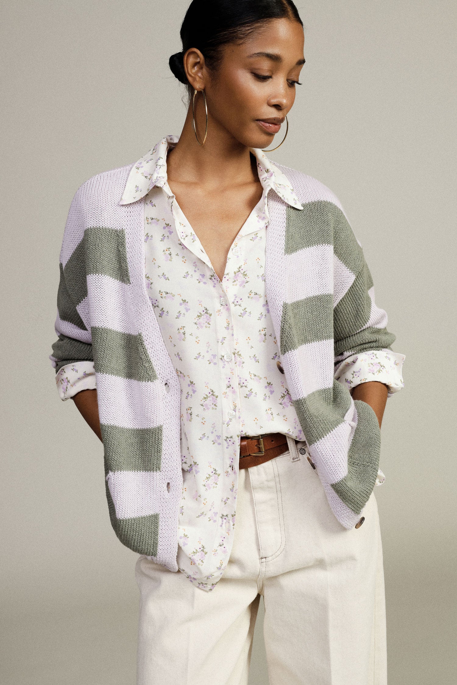 Striped knit cardigan with front pockets Baroc Boutique