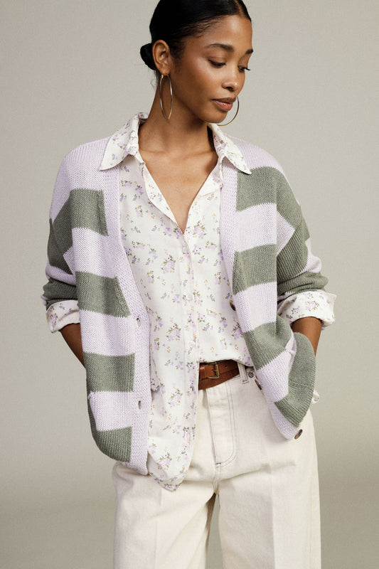 Striped knit cardigan with front pockets Baroc Boutique