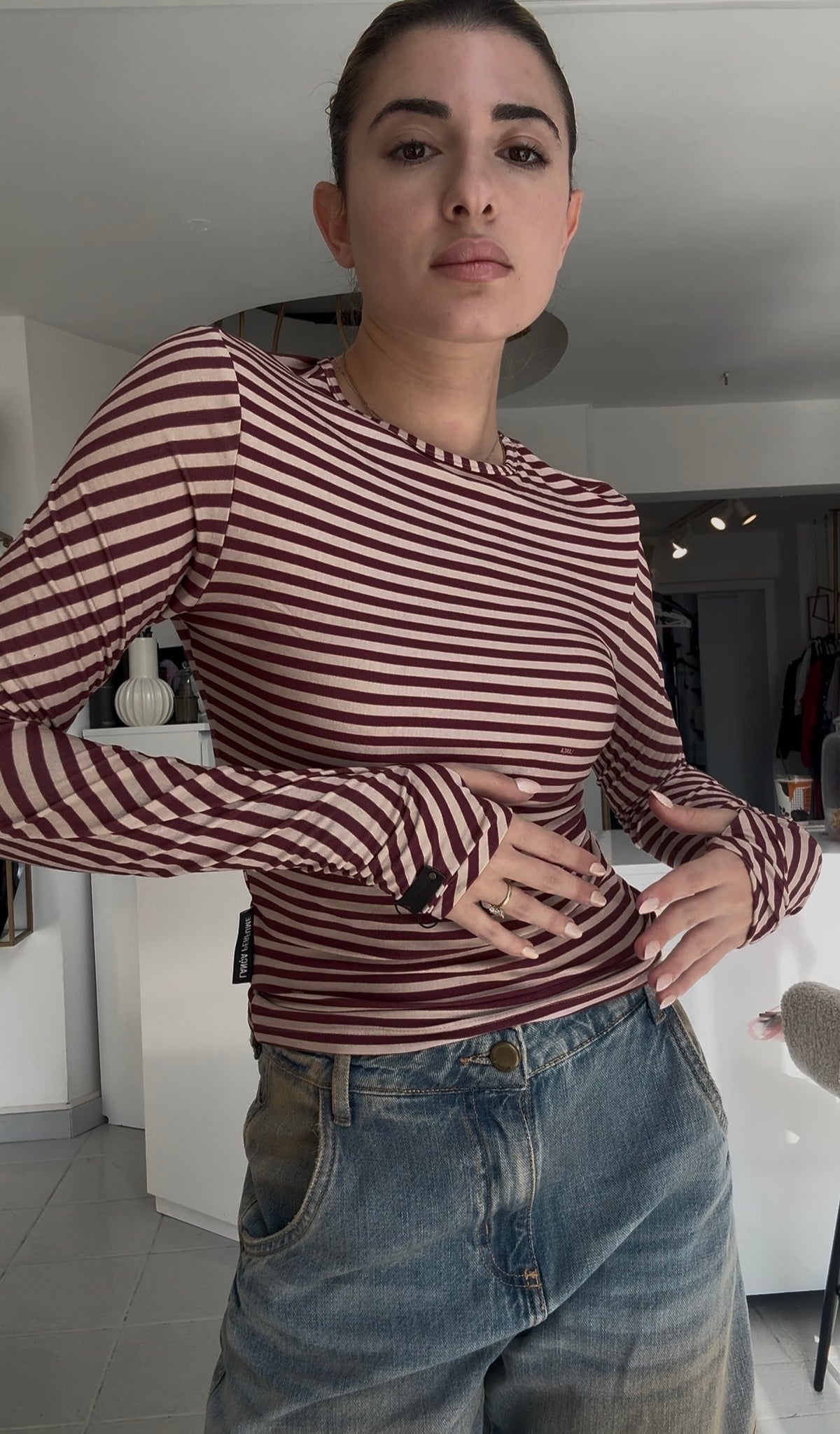 Striped long sleeved printed top Baroc Boutique
