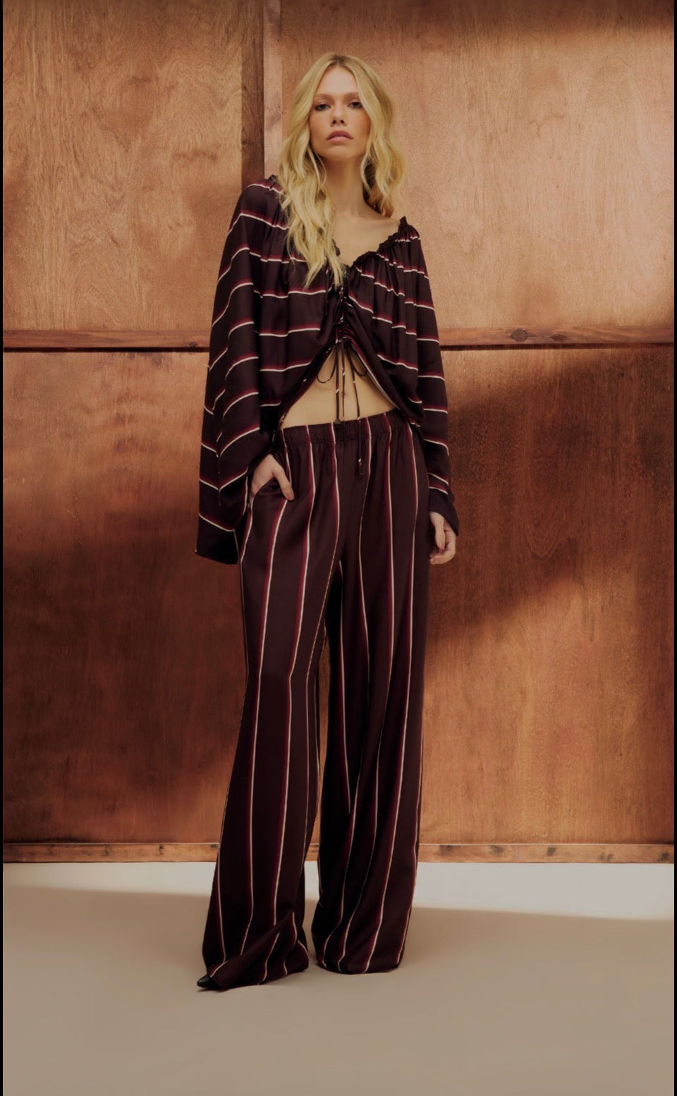 Striped wide leg cargo pants Baroc Boutique