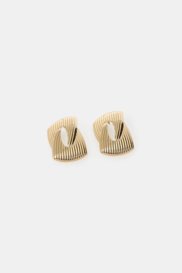 Stud earrings with sculpted ribbed design Baroc Boutique