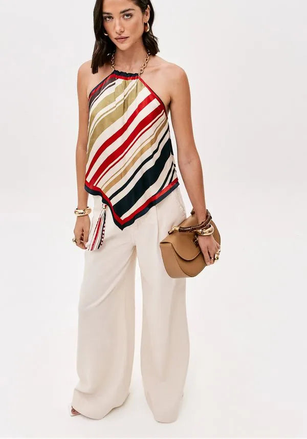 Super high waist wide leg twill pants Baroc Boutique