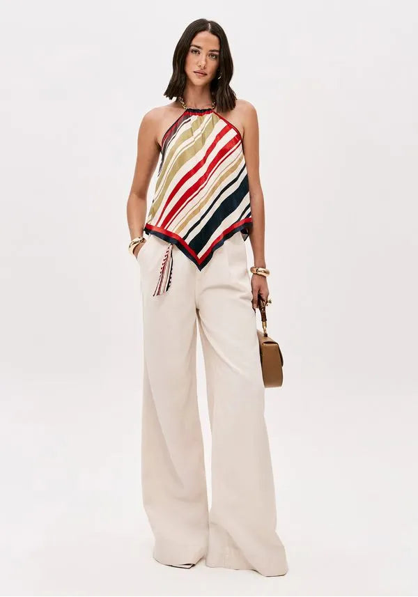 Super high waist wide leg twill pants Baroc Boutique
