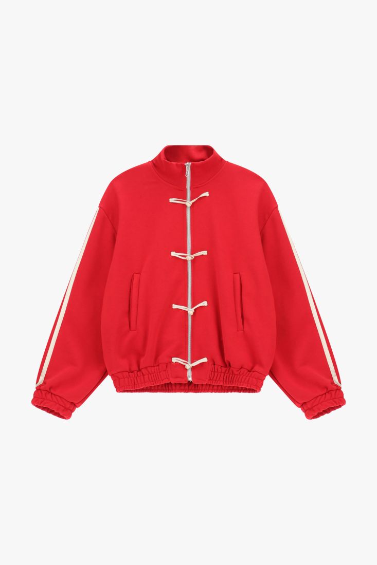 Sweatshirt with zip, high neck and striped sleeves Baroc Boutique