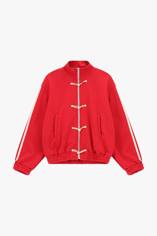 Sweatshirt with zip, high neck and striped sleeves Baroc Boutique