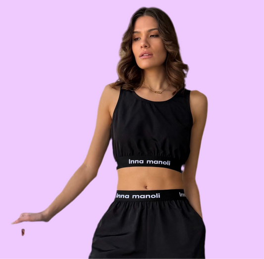 Taftan crop top with logo Baroc Boutique