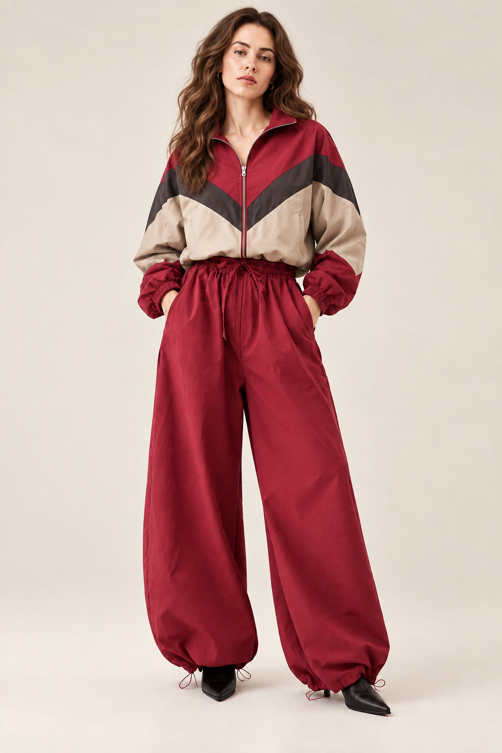 Three color waterproof jacket and barrel pants Baroc Boutique