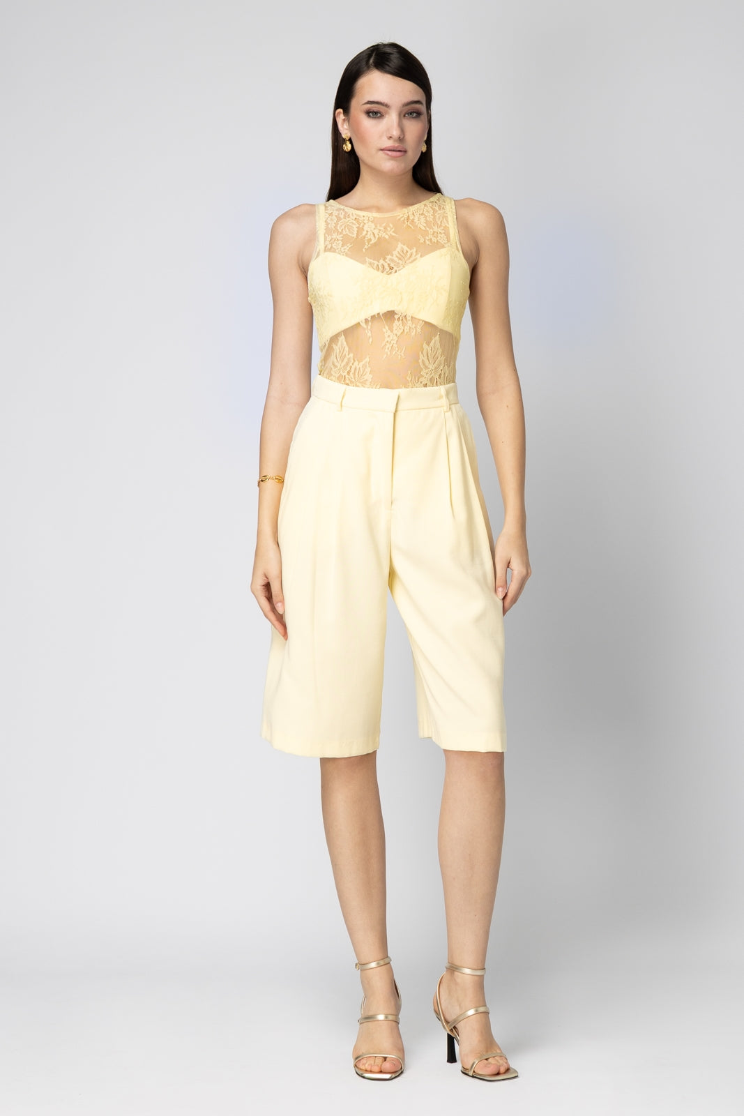 Top Butter yellow Margaux crepe crop top Baroc Boutique BUTTER YELLOW