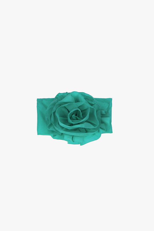 Top Crop top with flower embellishment Baroc Boutique SMALL / GREEN