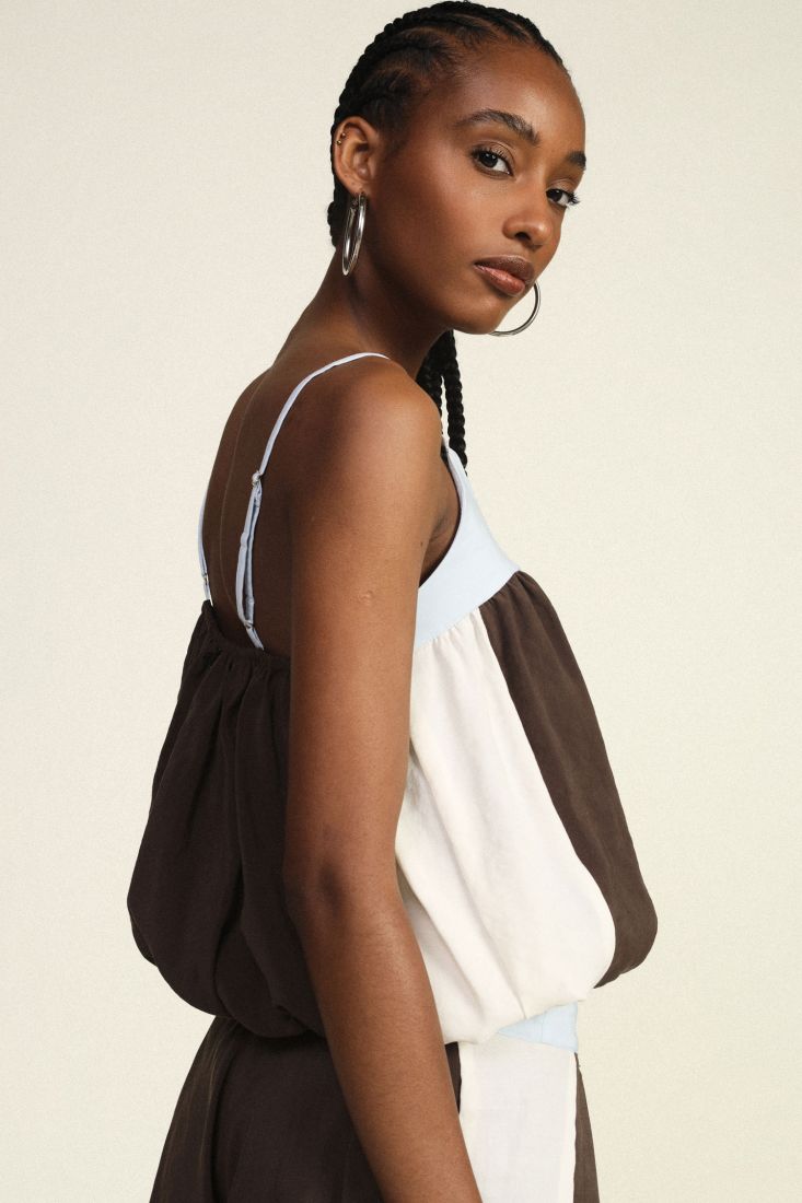 Top with thin straps and colorblock detail Baroc Boutique