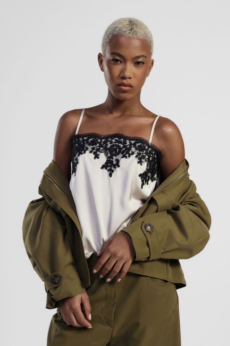 Top with thin straps and lace embroidery Baroc Boutique