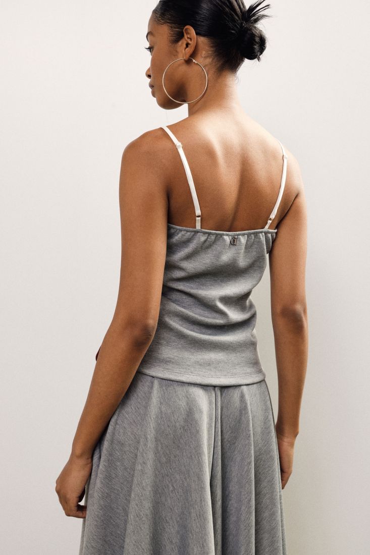 Top with thin straps, lace trim and print Baroc Boutique