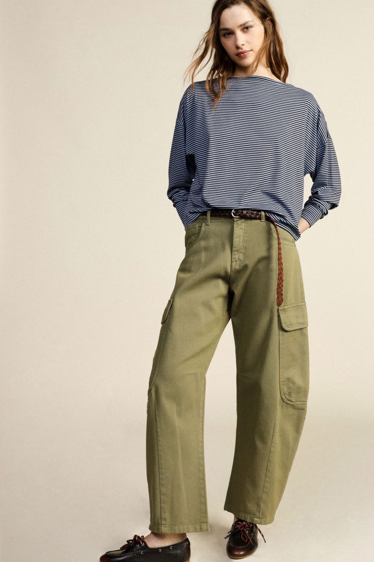 Trousers palazzo cargo side pockets high waist Baroc Boutique