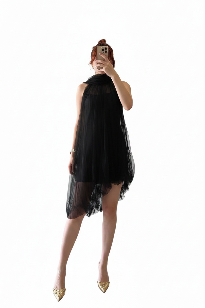 Tulle asymmetric sleeveless dress Baroc Boutique