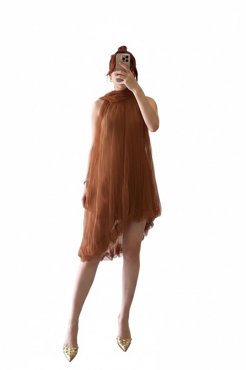 Tulle asymmetric sleeveless dress Baroc Boutique