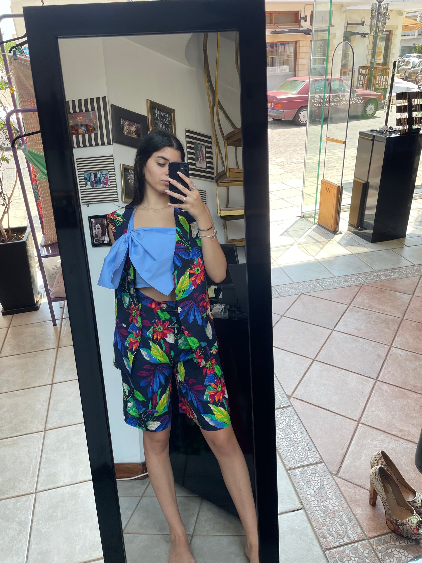 VEST Linen vivid flower Vest Baroc Boutique