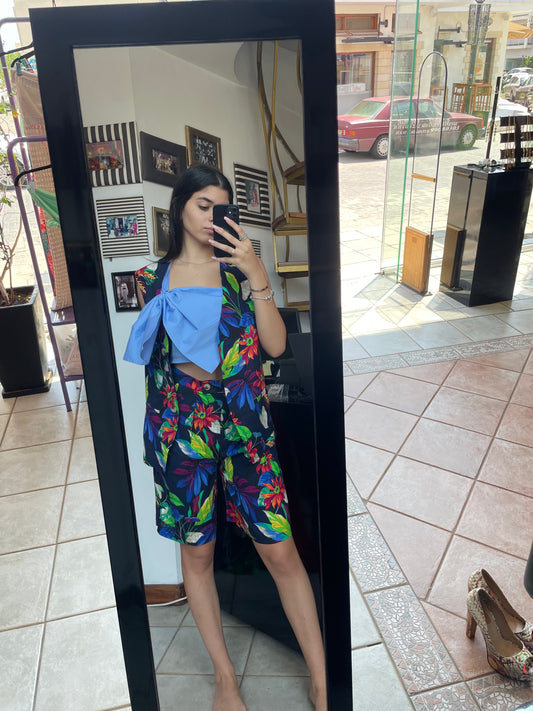 VEST Linen vivid flower Vest Baroc Boutique