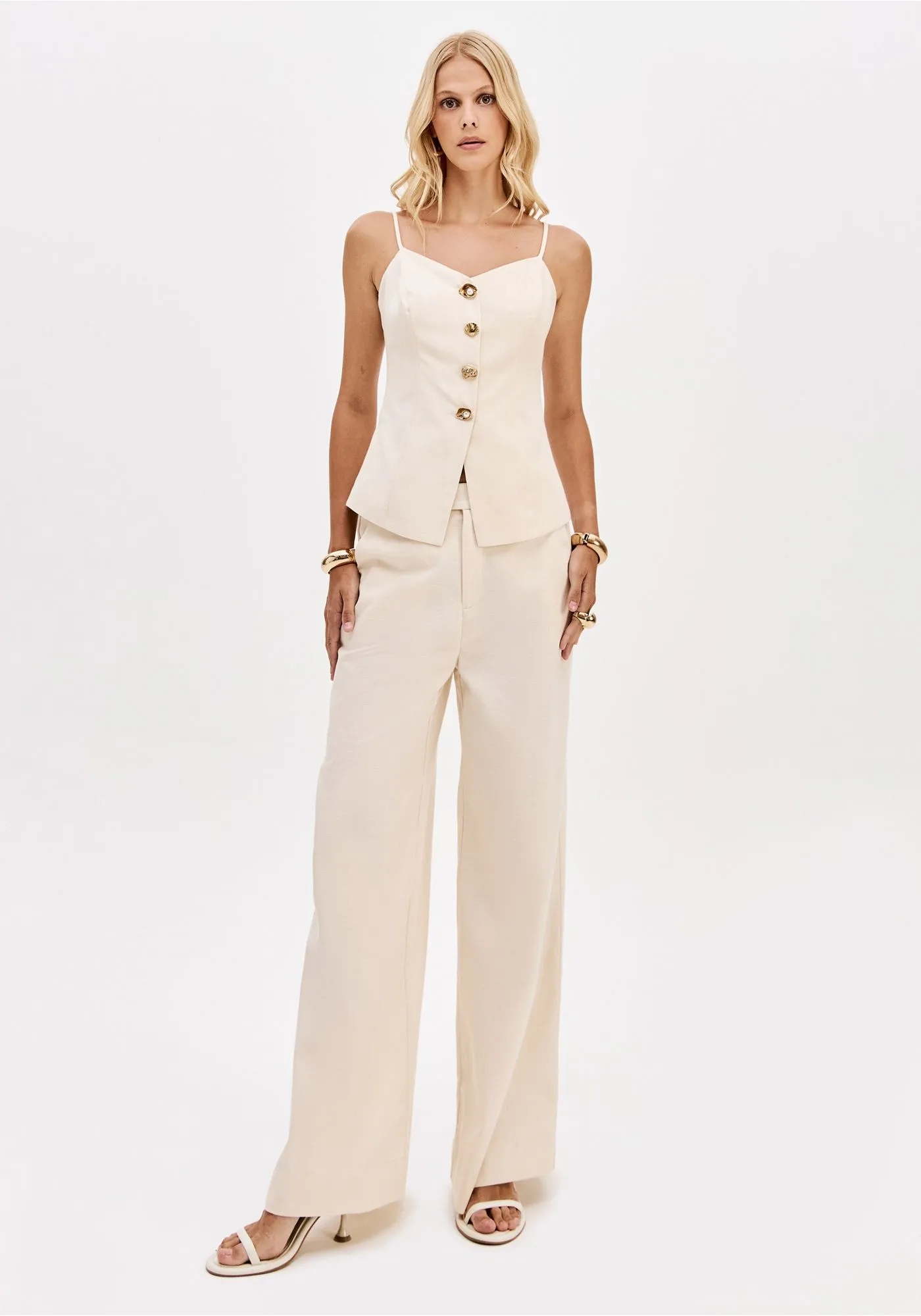 Vest top with thin straps and gold buttons Baroc Boutique