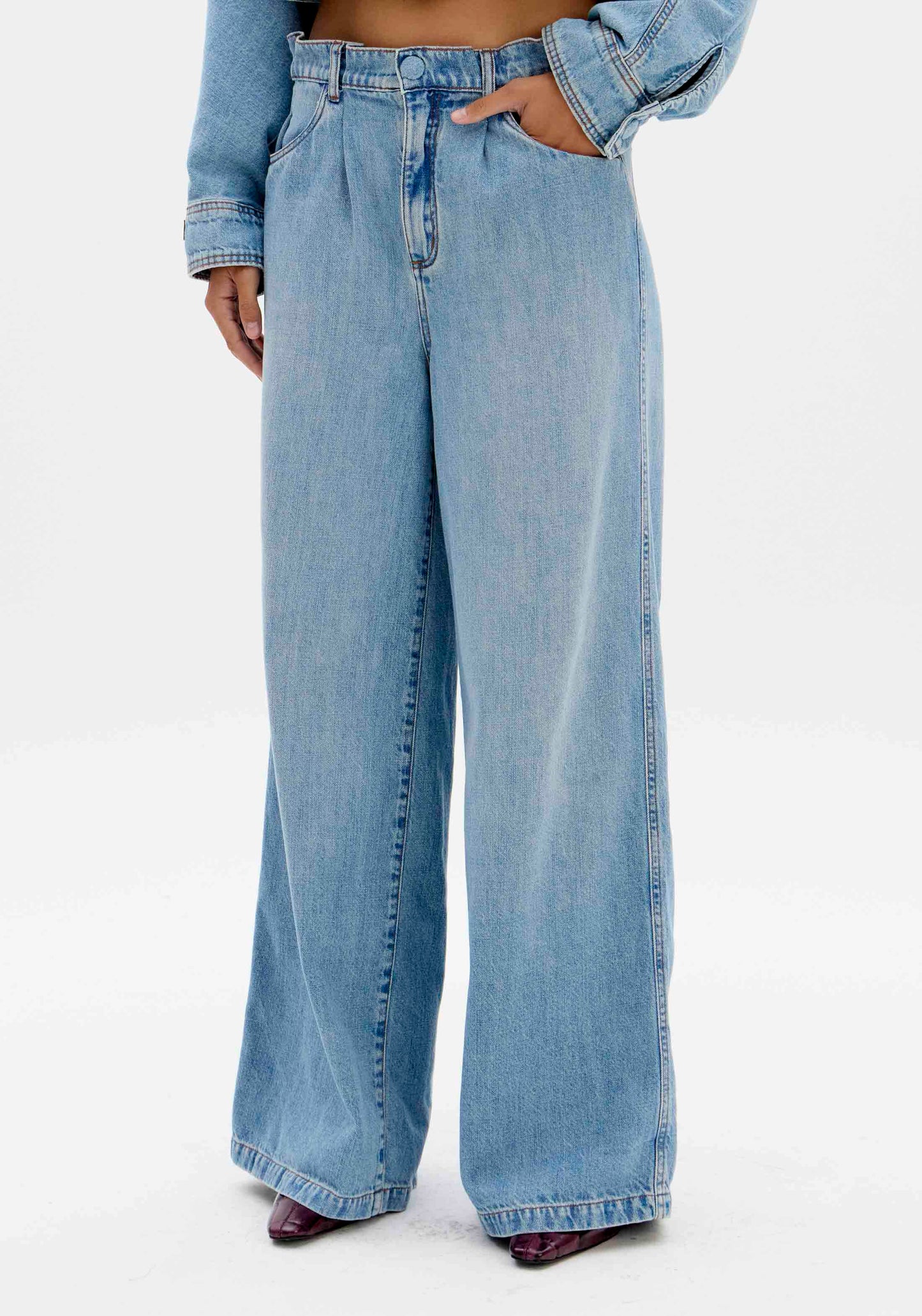 Washed denim wide leg jean Baroc Boutique