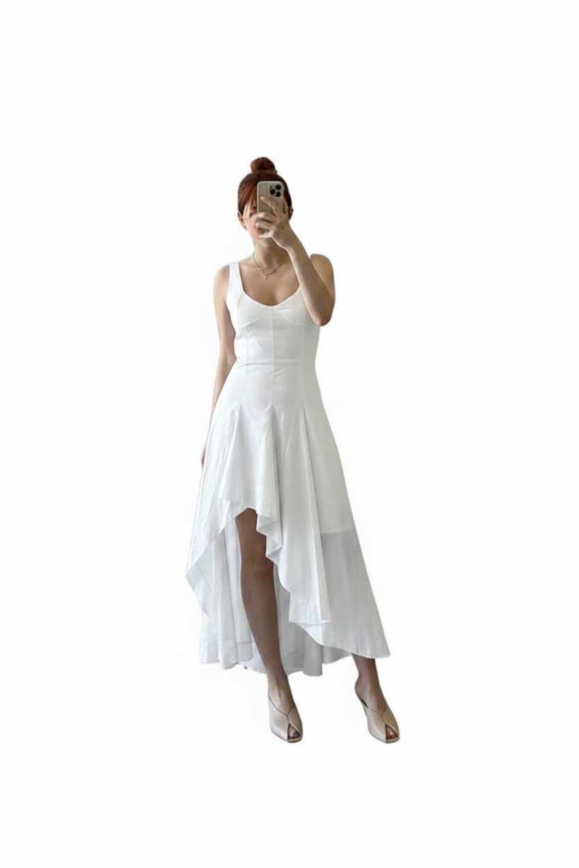White asymmetric long dress Baroc Boutique
