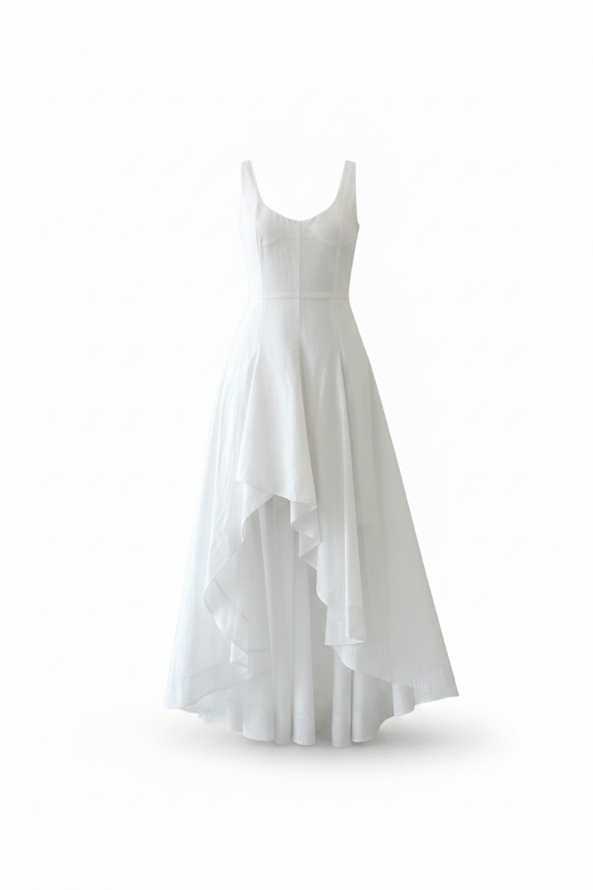 White asymmetric long dress Baroc Boutique