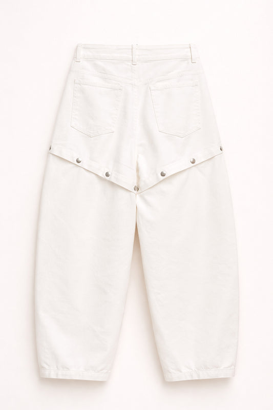 White denim barrel trouser Baroc Boutique