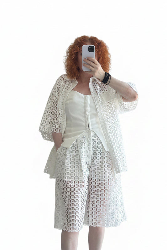 White high waisted bermuda short Baroc Boutique