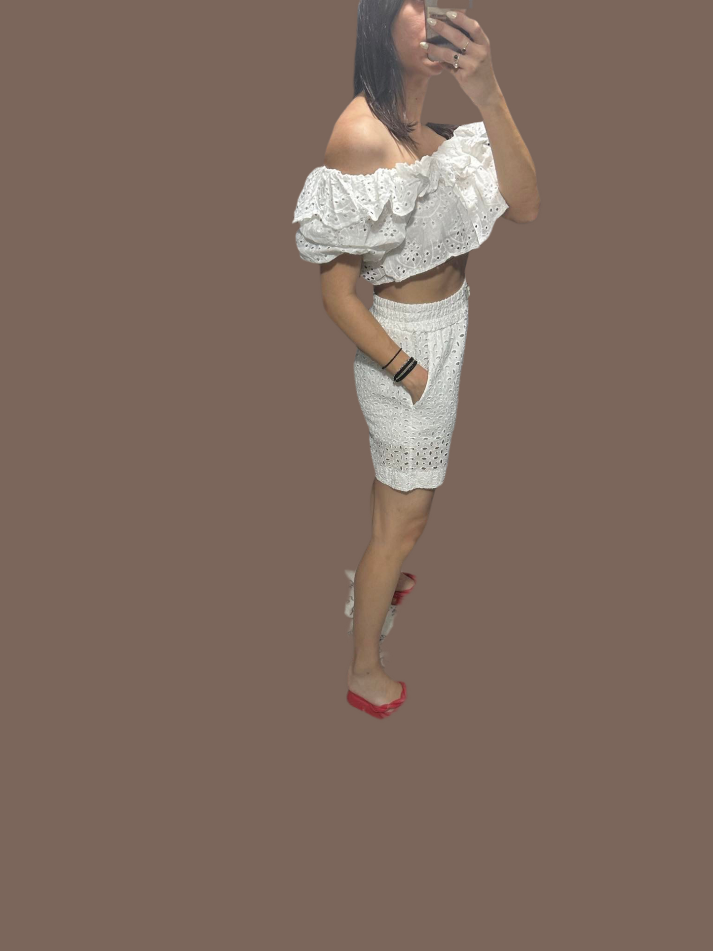 White Offshoulder embroidery blouse Baroc Boutique